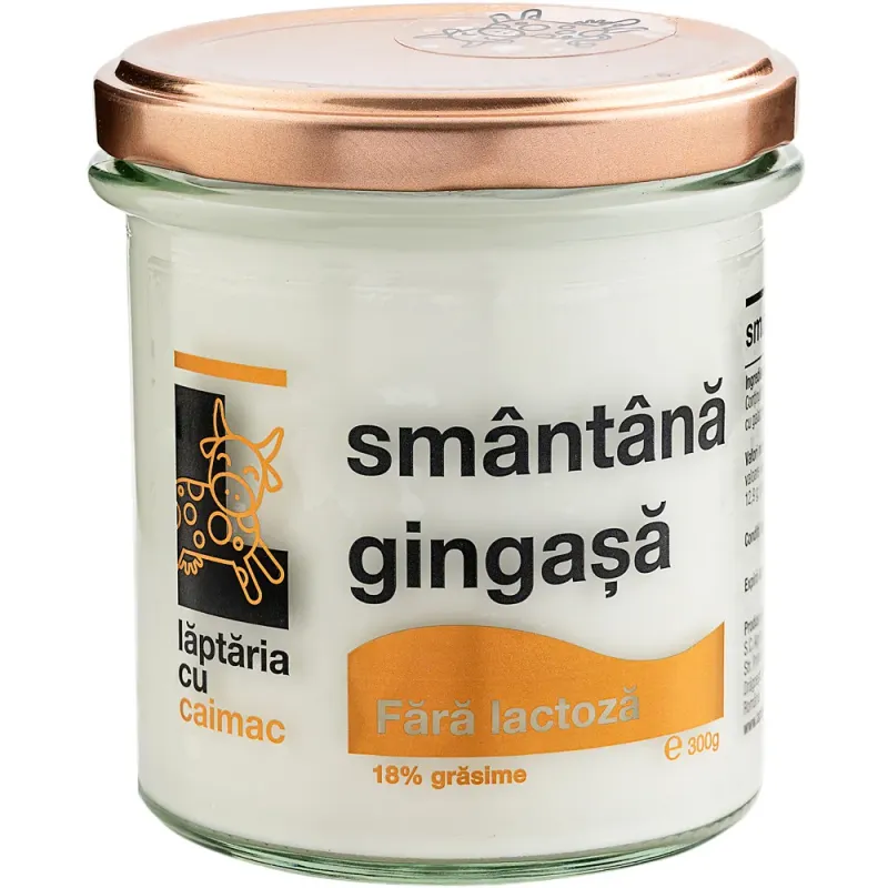 Smantana gingasa Laptaria cu caimac, 18% grasime, fara lactoza, 300 g