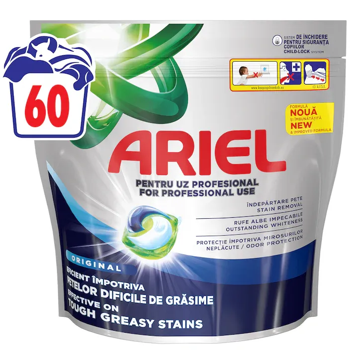 Detergent de rufe capsule Ariel Professional All-in-1 Pods Original, 60 spalari