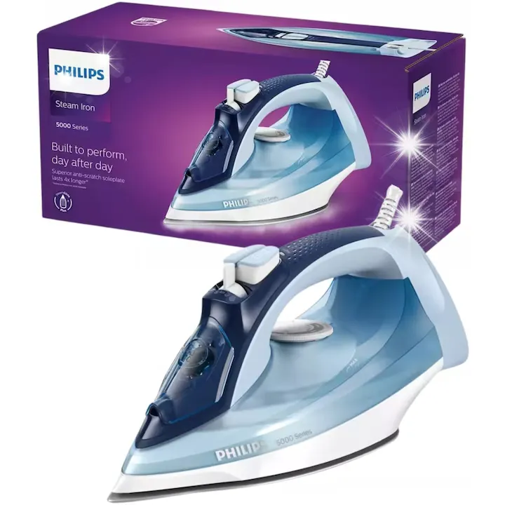 Fier de calcat, Philips SteamGlide DST5030/20, 2400 W, 320 ml, albastru