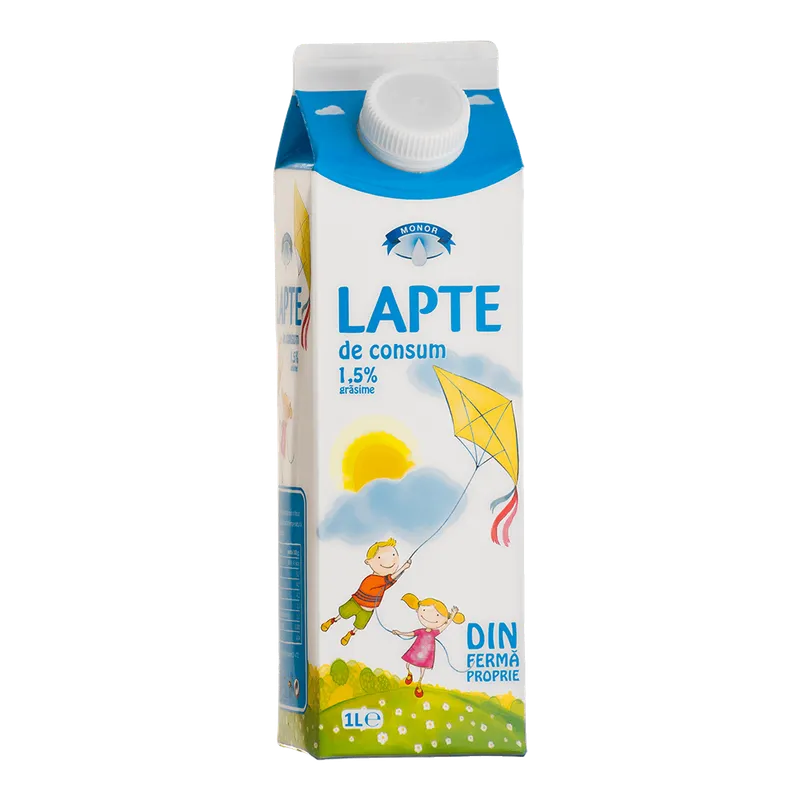Lapte de consum semidegresat Monor, 1.5% grasime, 1 l