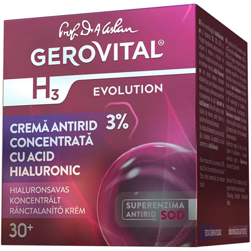 Crema antirid concentrata cu acid hialuronic Gerovital GH3 Evolution, 50 ml