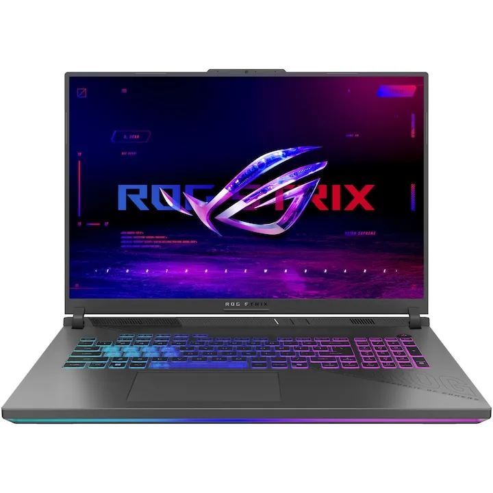 Gaming ASUS ROG Strix G18 G814PM cu procesor AMD Ryzen™ 9 8940HX pana la 5.3GHz, 18'', Full HD+, WUXGA, 144Hz, IPS, 32GB DDR5 RAM, 1TB SSD, NVIDIA® GeForce RTX™ 5060 8GB GDDR7, No OS, Eclipse Gray