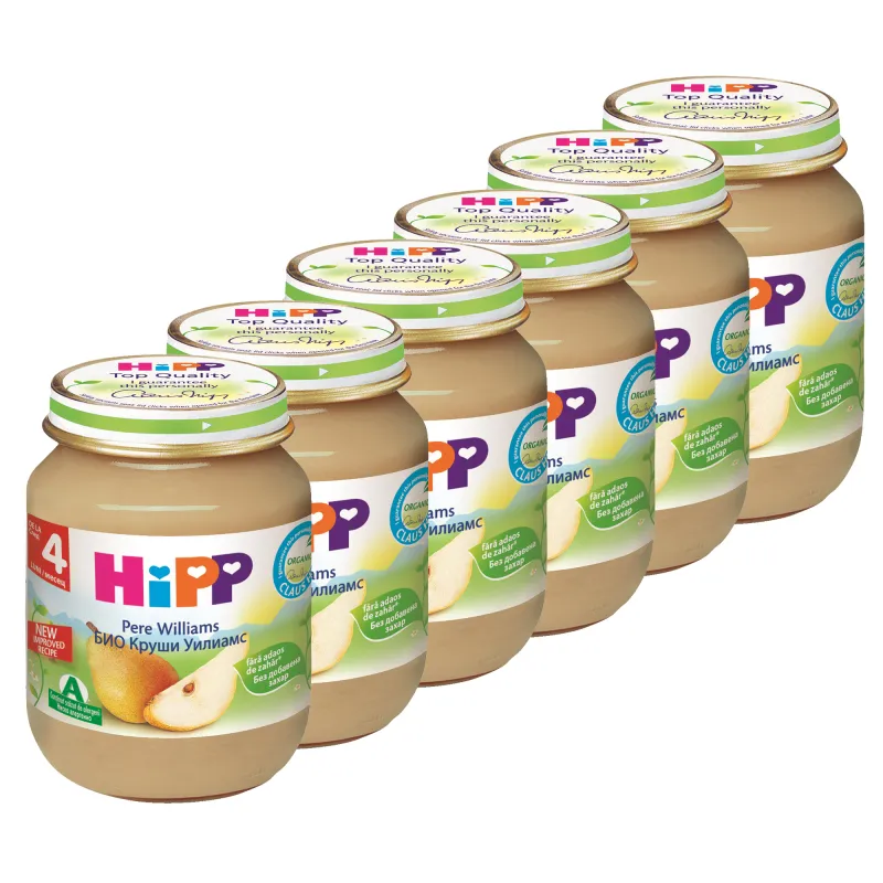 Pachet Piure de Fructe HIPP, Pere Williams, 125 g, de la 4 luni, 6 buc