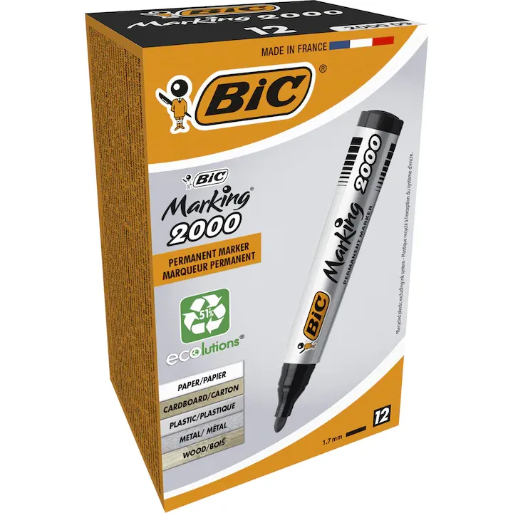 Marker permanent 2000 negru cut/12, BIC