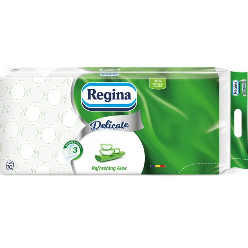 Hartie igienica Regina Delicate Relaxing Aloe, 10 role, 3 straturi