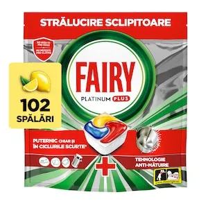Detergent capsule automat pentru masina de spalat vase Fairy Platinum Plus, 102 spalari