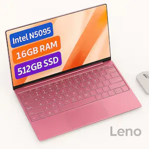 Laptop 15.6" cu procesor Intel N5095, 16GB RAM DDR4, 512GB SSD, 1920*1080 IPS, Windows 11, Tastatura Iluminata, Intel® UHD Graphics, 5000mAh, Roz