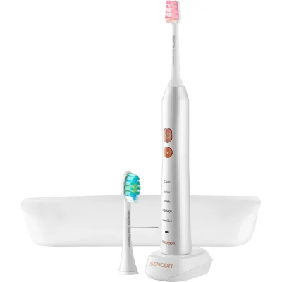 Periuta de dinti electrica, Sencor, 5 viteze, 5 functii, Temporizator, Bej