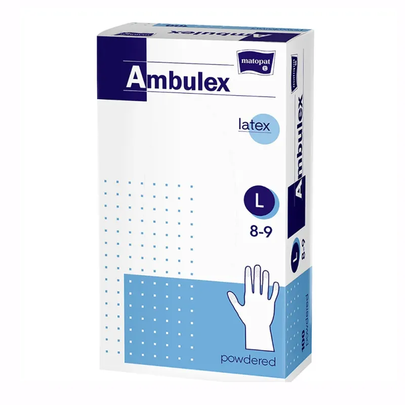 Ambulex Matopat manusi examinare nesterile, din latex, 100 de bucati, marimea L