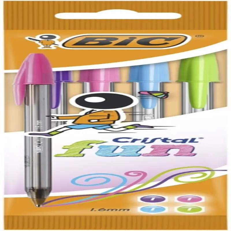 Pix Bic cristal fun, varf de 1.6 mm, 4 bucati