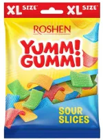 Jeleuri acrisoare cu aroma de fructe  Roshen Yummi Gummi Sour Slices, 165 g