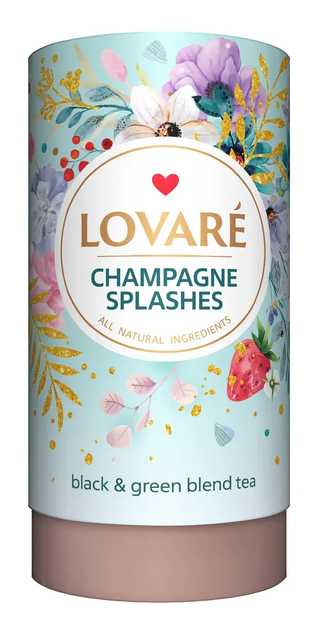 Amestesc de ceai negru, ceai verde, capsune Lovare Champagne Splashes, tub, 80 g