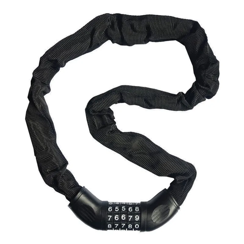 Lant antifurt bicicleta si trotineta, SINBINTA, Parola de 5 digiti, Usor de utilizat si de transportat, Anti rugina, Rezistent la taiere si rupere, Reutilizabile, Compatibil motociclete, Scutere, Otel/Nylon, Lungime 90cm, Negru