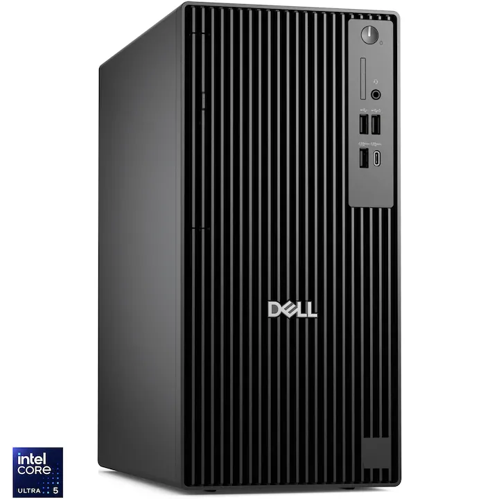 Sistem Desktop PC Dell Pro Plus QBT1250 Tower cu procesor Intel® Core™ Ultra 5 235 pana la 5GHz, 16GB DDR5 RAM, 512GB SSD, Intel® Graphics, Ubuntu, Black
