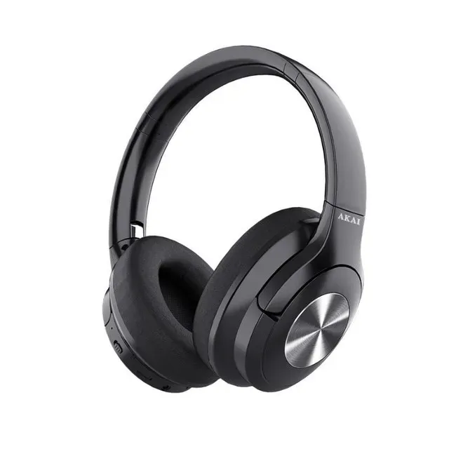 Casti fara fir over ear Akai P100, Bluetooth 5.3, autonomie 22 ore, pliabile, negru