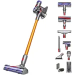 Aspirator vertical Dyson V8 Absolute 2023 476547-01, 425 W, 0.54 l, autonomie 40 min, galben/gri