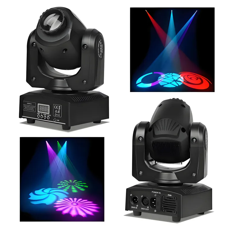 U`King DJ Lights Moving Head 8 culori 8 GOBO Iluminat scenic Spot LED cu control DMX si activare prin sunet pentru nunti, petreceri disco, biserici, spectacole live, baruri (negru - 1 bucata)