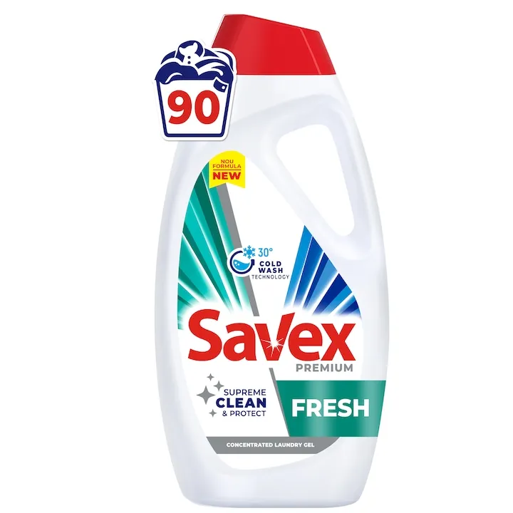 Detergent lichid pentru rufe Savex Premium Fresh, 90 spalari, 3.6 L