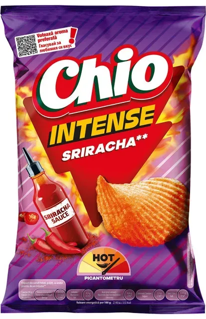 Chipsuri picante cu aroma de sos Sriracha Chio Intense, 120 g