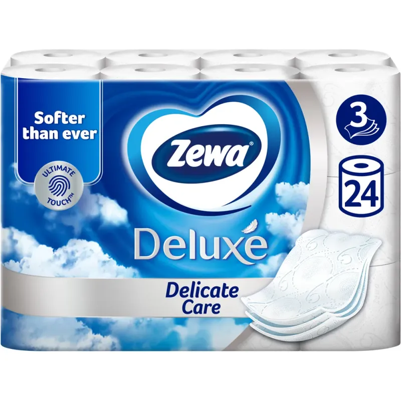 Hartie igienica Zewa Deluxe Delicate Care, 3 straturi, 24 role