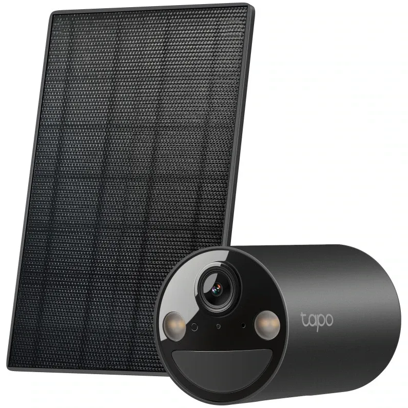 Kit camera de supraveghere + panou solar TP-Link Tapo C411 KIT, 3MP, 2K 2304x1296, Color Night Vision, Two-Way Audio, detectie AI, alarma luminoasa si sonora, acumulator, montare fara cabluri, IP65
