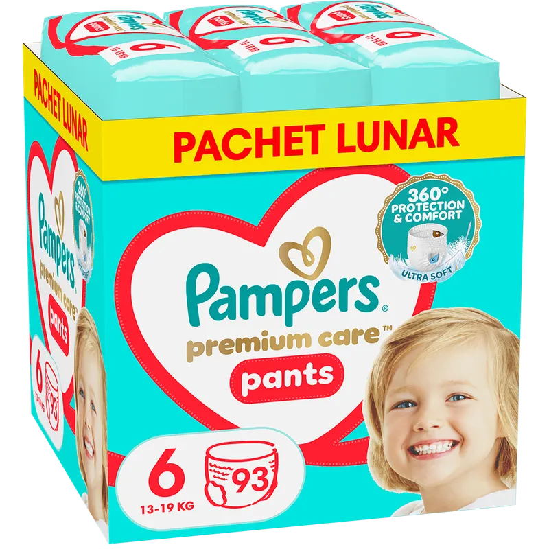 Scutece chilotel PAMPERS Premium Care Pants XXL Box nr 6, Unisex, 15 kg+, 93 buc