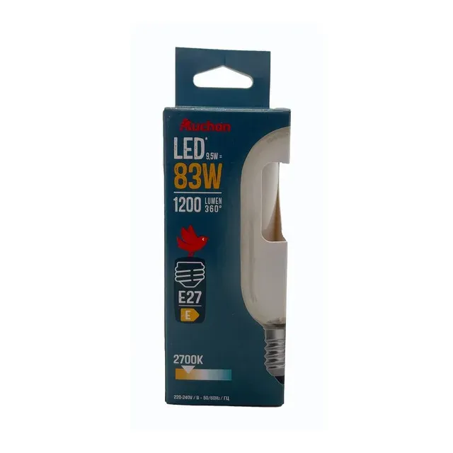 Bec LED Auchan, E27, 9.5 / 83 W, T45, lumina calda