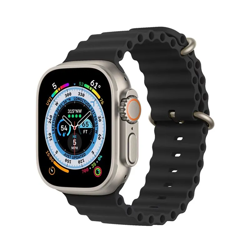 Curea din silicon marin, compatibila cu Apple Watch Ultra/8/7/6/5/4/3 Display 38/40/41mm, negru