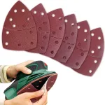 Set de 60 foi de smirghel pentru slefuitoare triunghiulare, dimensiune 150x105mm, granulatii 40/60/80/120/180/240, cu prindere Velcro