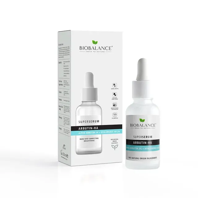 Serum BioBalance Arbutin-HA cu Alpha-Arbutina 2% + Acid Hialuronic 4D 2%, impotriva petelor pigmentare, 30 ml