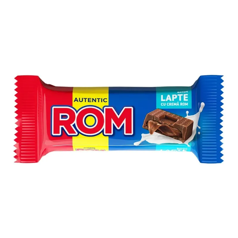 Baton de ciocolata cu lapte Rom, umplutura cu crema cu aroma de rom, 30 g