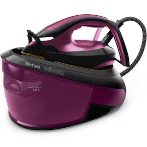 Statie de calcat Tefal Express Vision SV8152E0, 2800W, presiune 6.9 bari, jet de abur 480 g/min, abur variabil 0-130 g/min, rezervor detasabil 1.8L, varf iluminare LED, colector calcar, oprire automata, talpa Durilium airglide autoclean, alb & violet