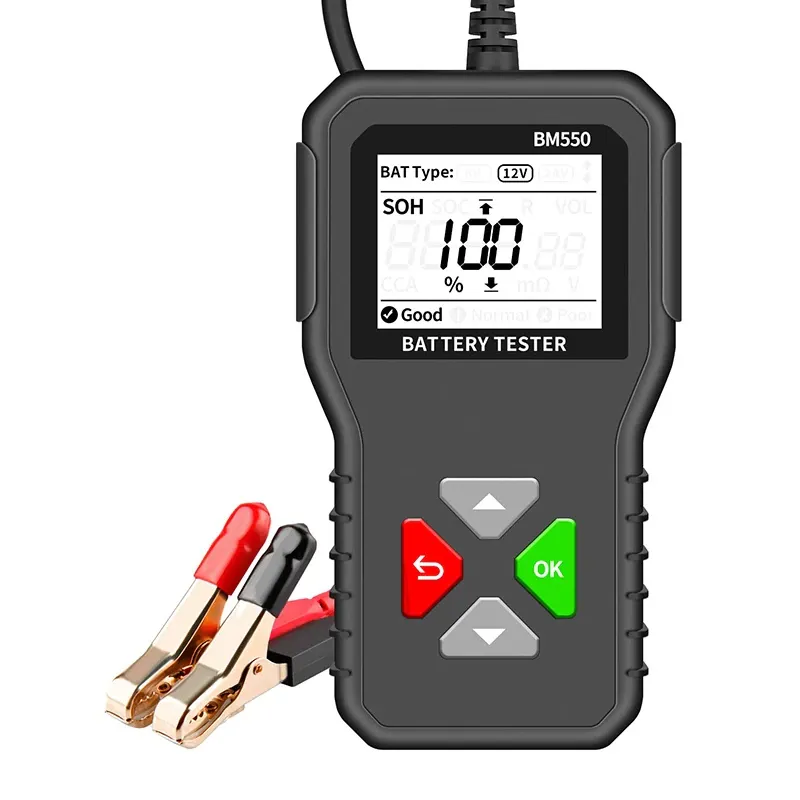 Tester de baterii auto Rqiurpn, BM550, 100-2000 CCA, testare rezistenta interna, 2Ah-220Ah