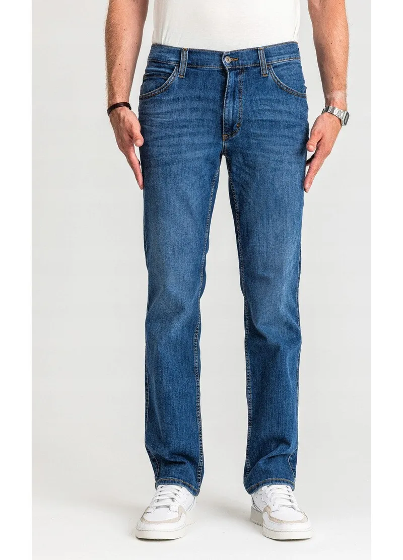 Blugi Barbati, Mustang, Tramper Straight, Talie Medie, 100% Bumbac, Fermoar, Lungi, 5 Bunzuare, Albastru