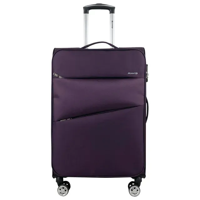 Troler Airport Perfekto cu 4 roti duble, 42 x 66 x 22 cm, marime M, culoare mov