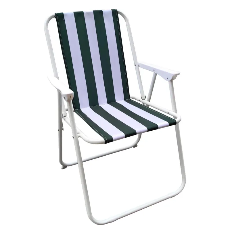 Scaun camping D10883AT-2, pliant, structura metal, verde + alb, 50 x 54 x 79 cm