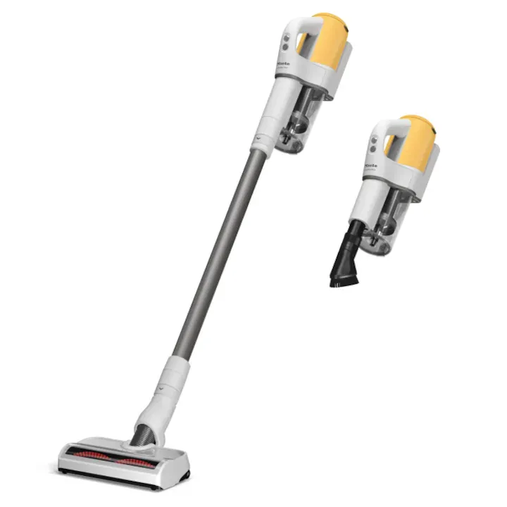 Aspirator vertical Miele Duoflex HX1 12377810, 2 in 1, 210 W, 0,3 l, autonomie 55 min, filtru Hygiene, tehnologie Vortex, galben