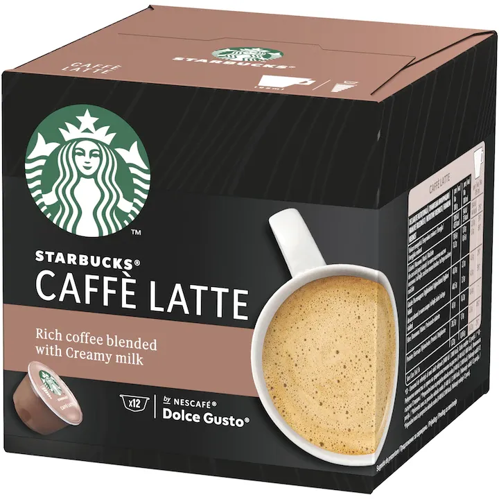 Cafea capsule, Starbucks Caffe Latte, compatibile Dolce Gusto, 12 buc, 121.2 g