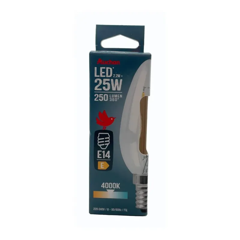 Bec LED Auchan, E14, 2.2 / 25 W, lumina rece