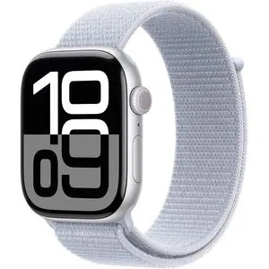 APPLE Watch 10, GPS, 46mm, Silver Aluminium Case, Blue Cloud Sport Loop