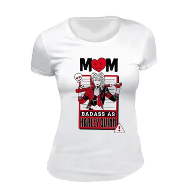 Tricou Dama White DC Comics, Mom Badass as Harley Quinn, M