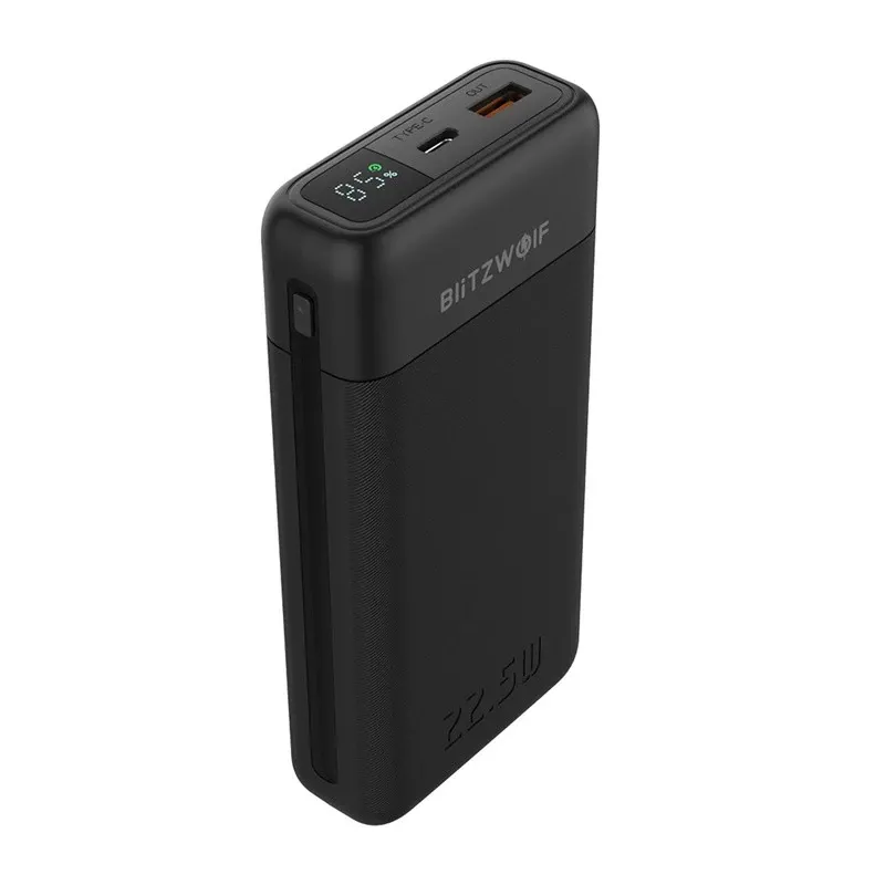 Baterie externă BlitzWolf BW-P22, 20000mAh, 22.5W, USB-A, USB-C, Negru, 142x68x28mm