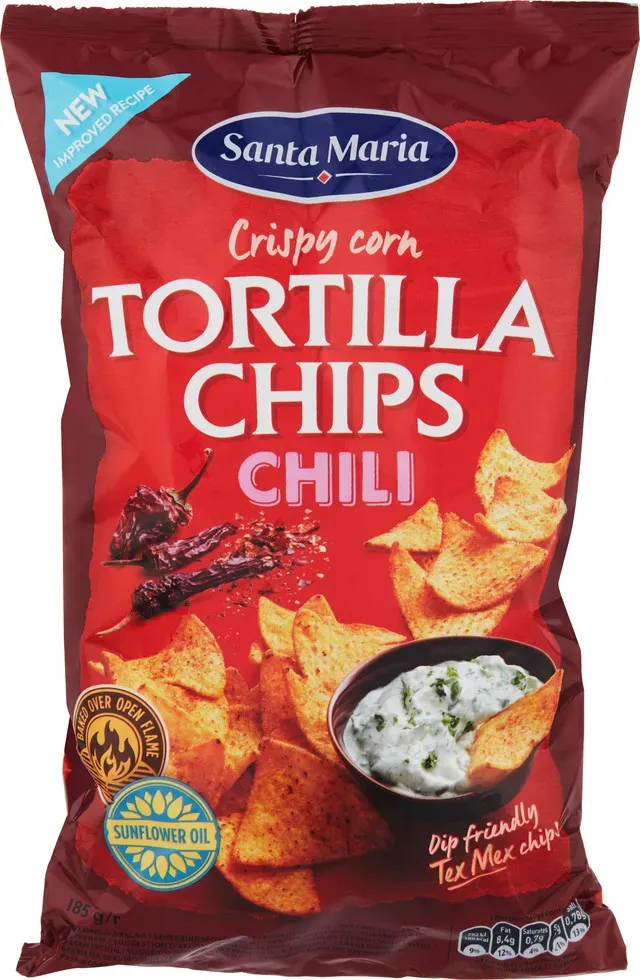 Tortila chips cu chili Santa Maria, 185 g
