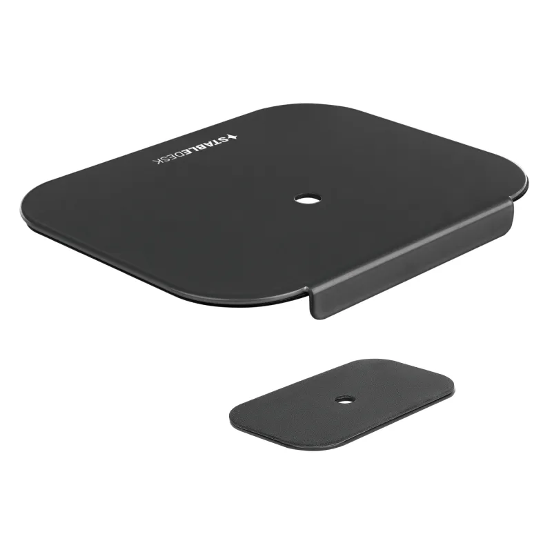 Placa de infortare blat birou din Otel, Pentru montare Suport monitor reglabil VESA cu clema/surub in blat, Ergonomic, Protectie masa, Design Ultra-Slim din 2 piese, Baza Anti-alunecare, Negru mat
