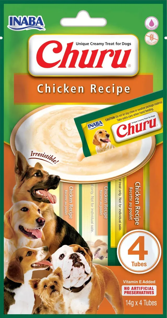 Recompense cremoase pentru caini Inaba Churu, pui, 4 x 14 g