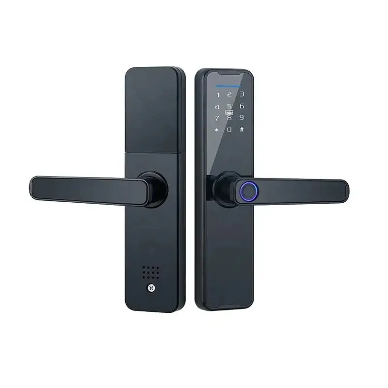 Yala inteligenta Z7, Inchidere digitala a usii, maner Control acces fara cheie, Tuya, Smart Life Control biologic amprenta digitala Inchidere automata Card IC Cod antifurt Usa digitala, negru @ SmartWIz