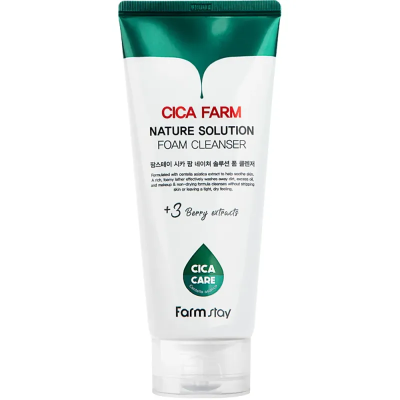 Spuma de curatare a fetei calmanta cu centella asiatica Farmstay Cica Farm, 180 ml