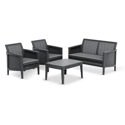 Set mobilier de gradina Keter Atlas, plastic, 4 piese, Gri