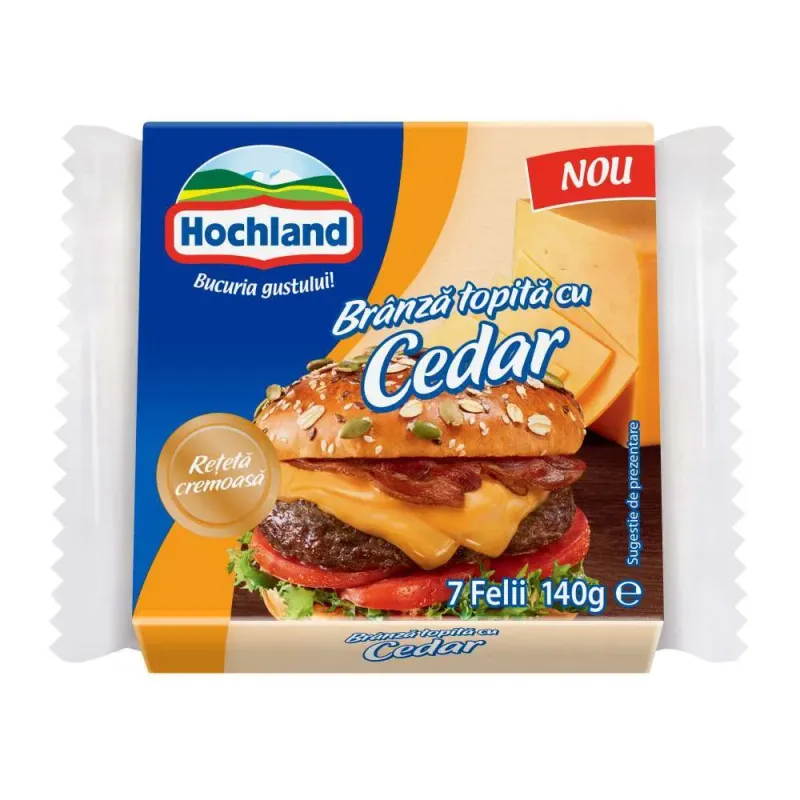 Branza topita cu cedar Hochland, felii, 140 g