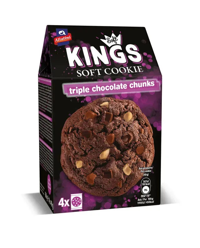 Fursecuri cu 3 tipuri de ciocolata Soft Kings. 160 g